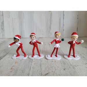 Vintage elf on shelf mini story play figure set snow snowball fight Xmas
